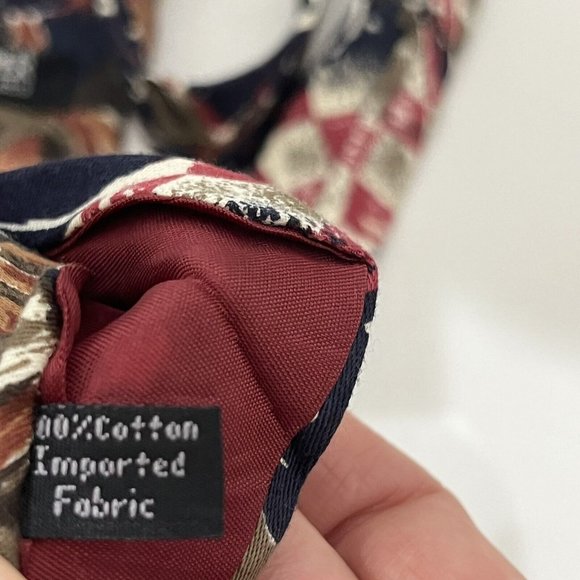 Vintage 1970s Cotton Tie Don Loper Beverly Hills Loud Print Checker Floral - Picture 8 of 10